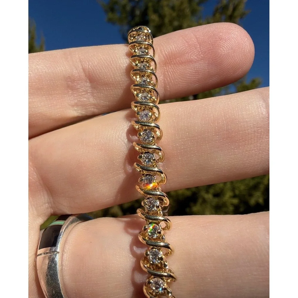3 Ct 14k Solid Gold Natural VS1 Round Diamond Tennis Bracelet 7 3/8